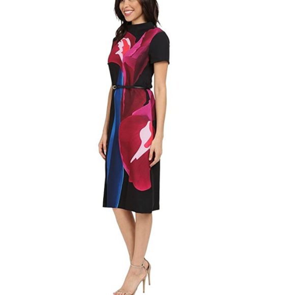 Ted Baker Black Sianne Stencilled Stems Midi Cocktail Dress size 1 nwt *FLAWED* - Picture 5 of 16